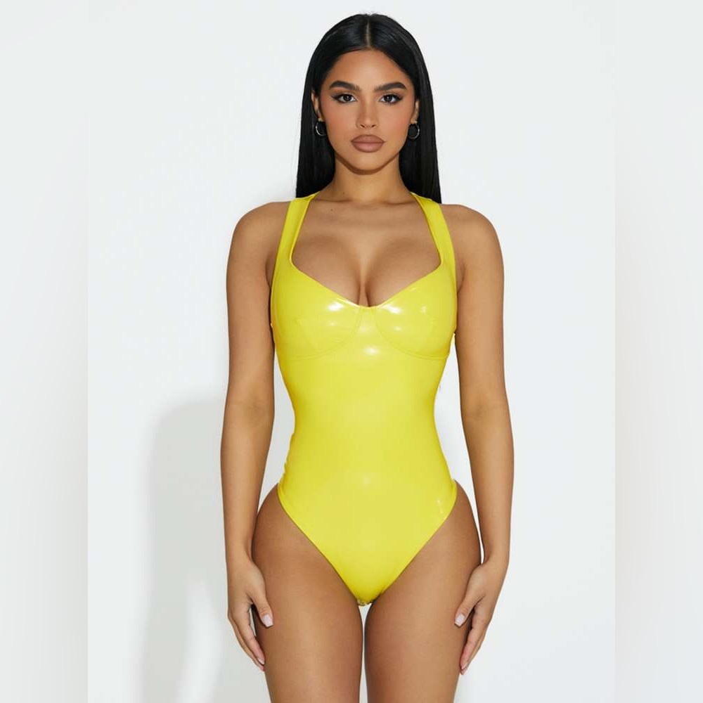 Naked Wardrobe Extra Vinyl Bustier Bodysuit